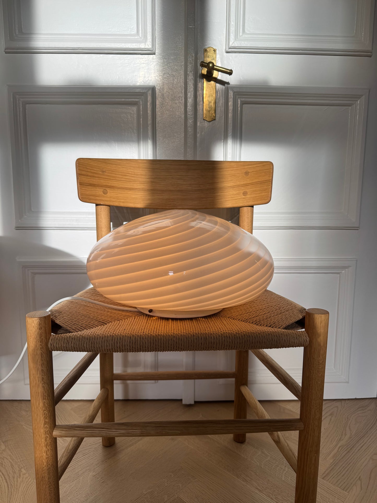 Vintage Murano plafond med hvid klassisk swirl, 38 cm