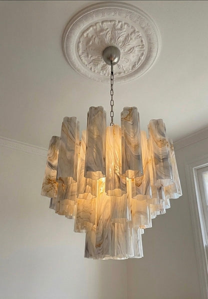 Murano lysekrone | Tuber | 36 glas | ‘Wisteria’ alabaster