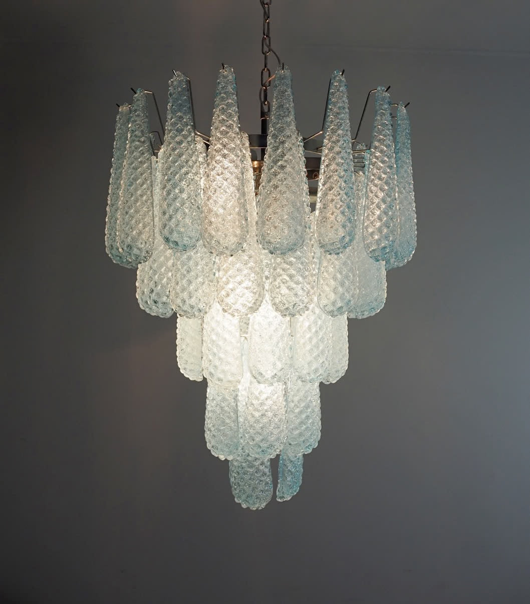 Murano lysekrone | Dråber | 52 glas | Blå