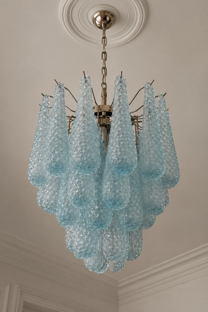 Murano lysekrone | Dråber | 41 glas | Blå