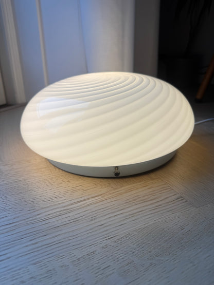 Vintage Murano plafond med hvid klassisk swirl, 30 cm