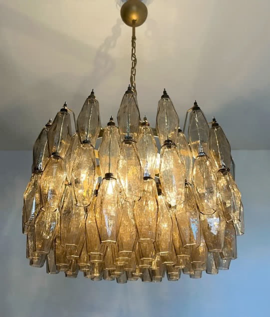 Murano chandelier | Poliedri | 107 glass | Smoked