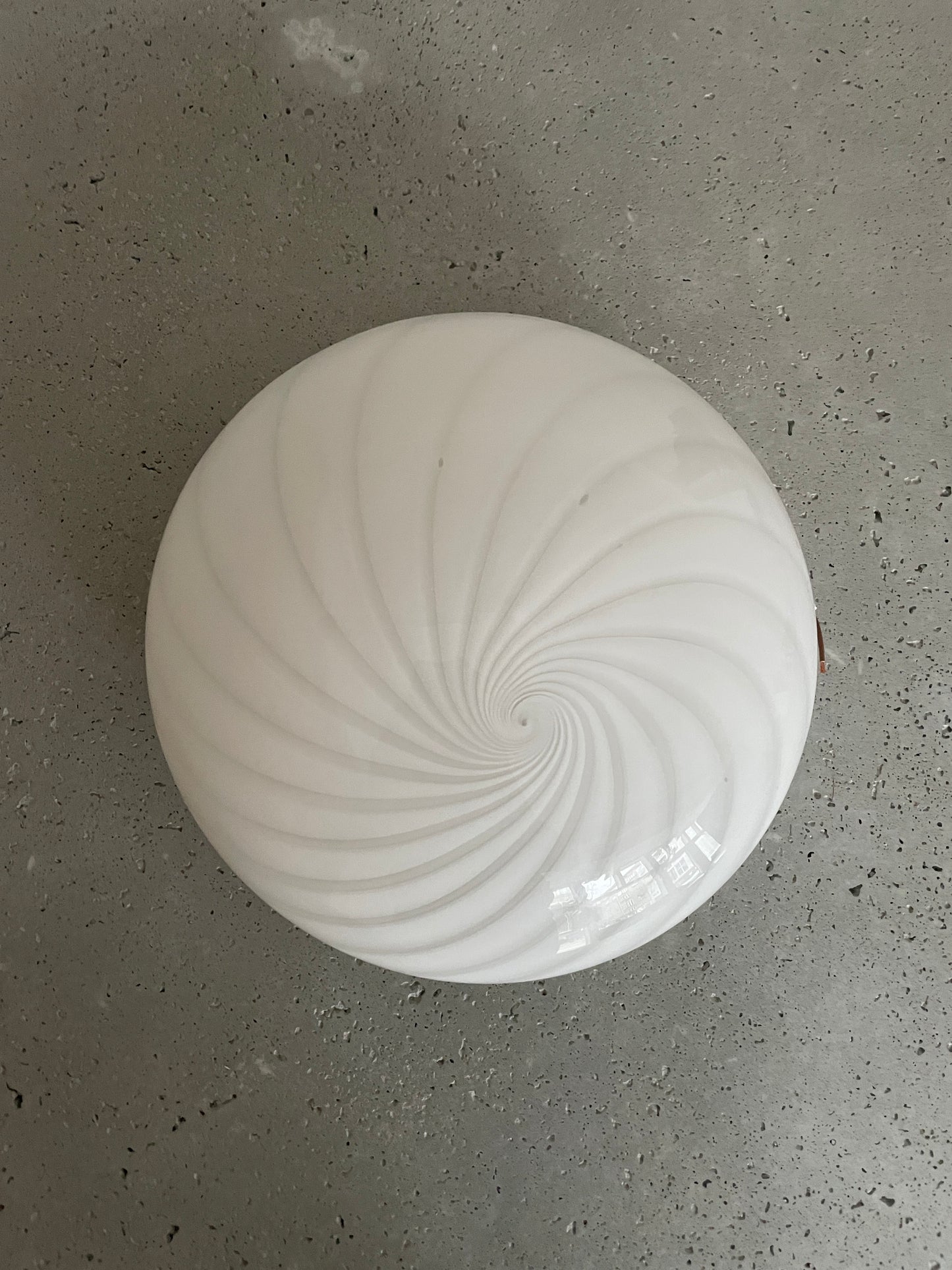 Beautiful vintage Murano ceiling lamp with white classic swirl, 30 cm