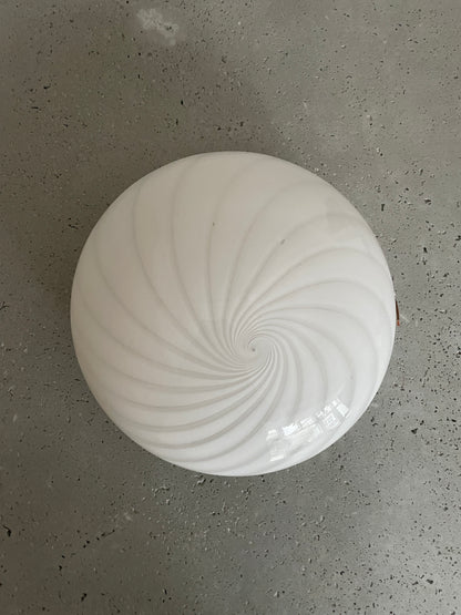 Beautiful vintage Murano ceiling lamp with white classic swirl, 30 cm