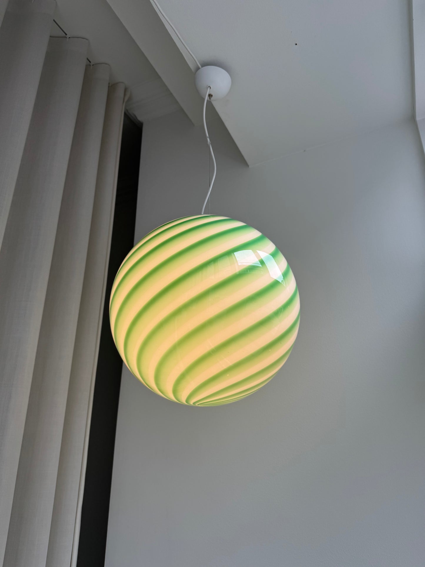 Green Murano candy ceiling lamp, 40 cm