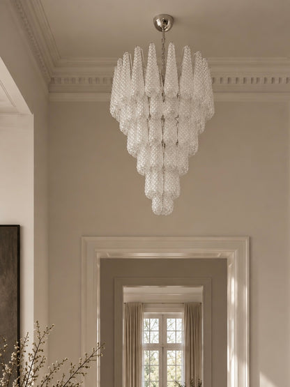 Murano lysekrone | Dråber | 75 glas | Hvid/klar