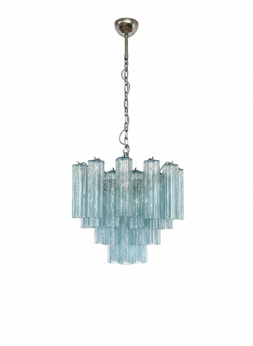 Murano lysekrone | Tuber | 36 glas | Blå