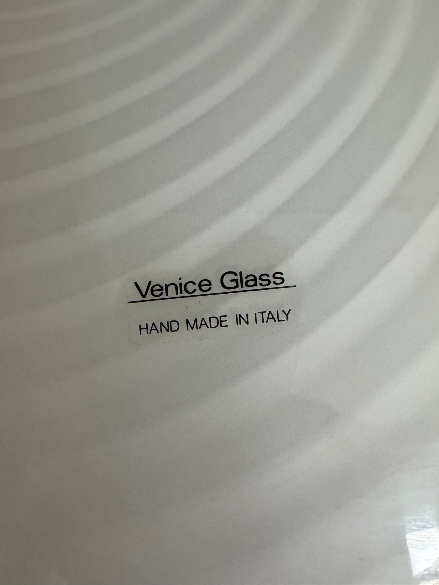 Beautiful Murano ceiling lamp with white swirl and red edge, 40 cm