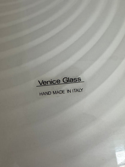 Beautiful Murano ceiling lamp with white swirl and red edge, 40 cm