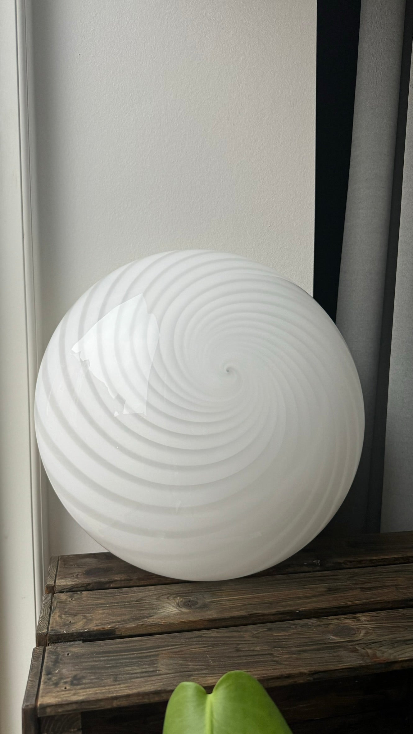 Murano plafond i hvid klassisk swirl, 37 cm