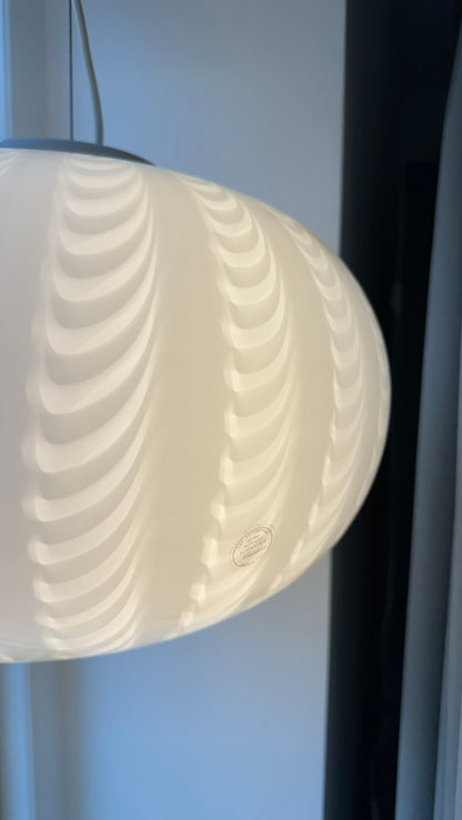 Murano pendant oval in peacock pattern, 45 cm