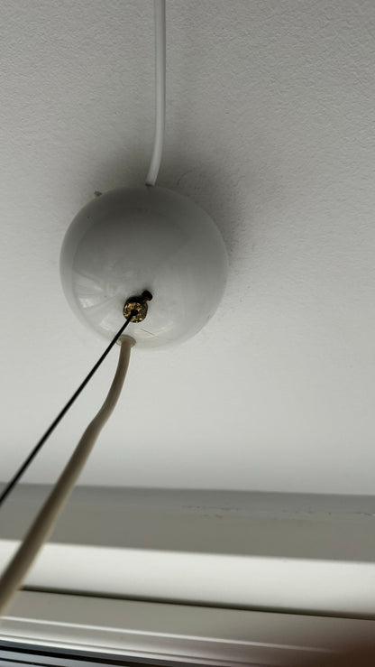 Murano pendant oval and in classic white 6-swirl, 40 cm