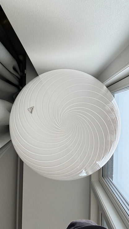 Murano pendant in white swirl, 40cm