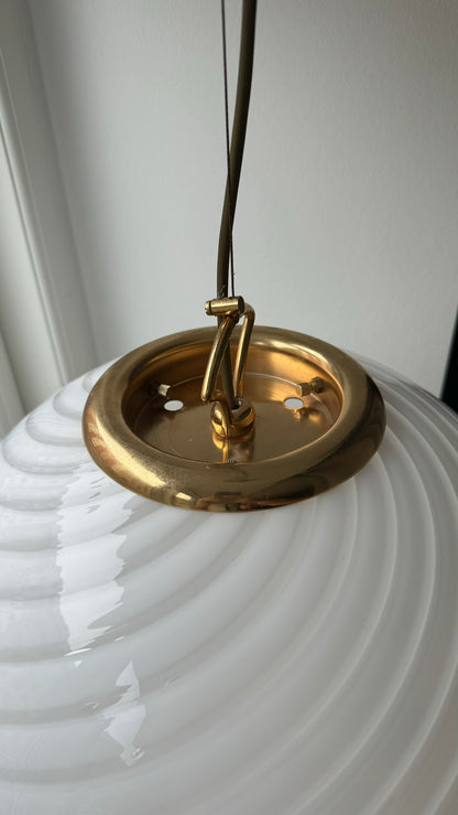 Murano pendant in white swirl, 40cm