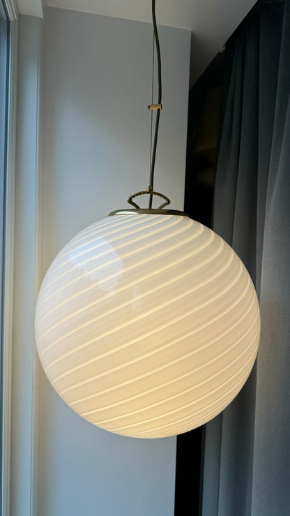 Murano pendant in white swirl, 40cm