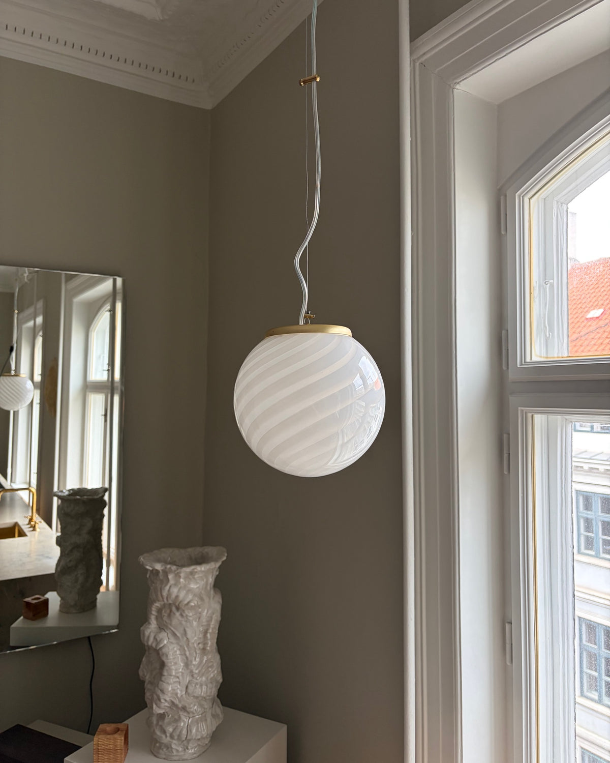 Hvid Murano pendel, 20 cm
