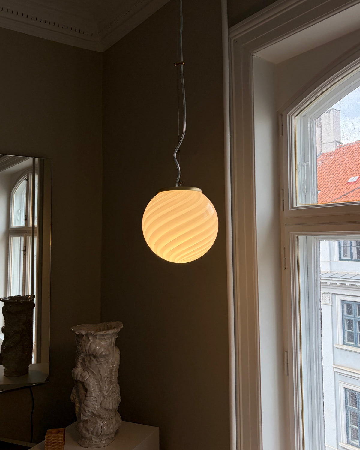 Hvid Murano pendel, 20 cm