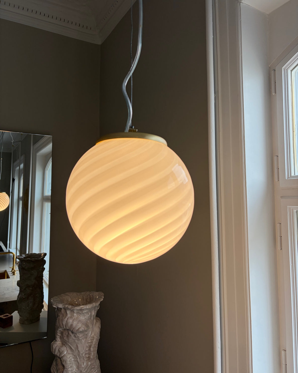 Hvid Murano pendel, 20 cm