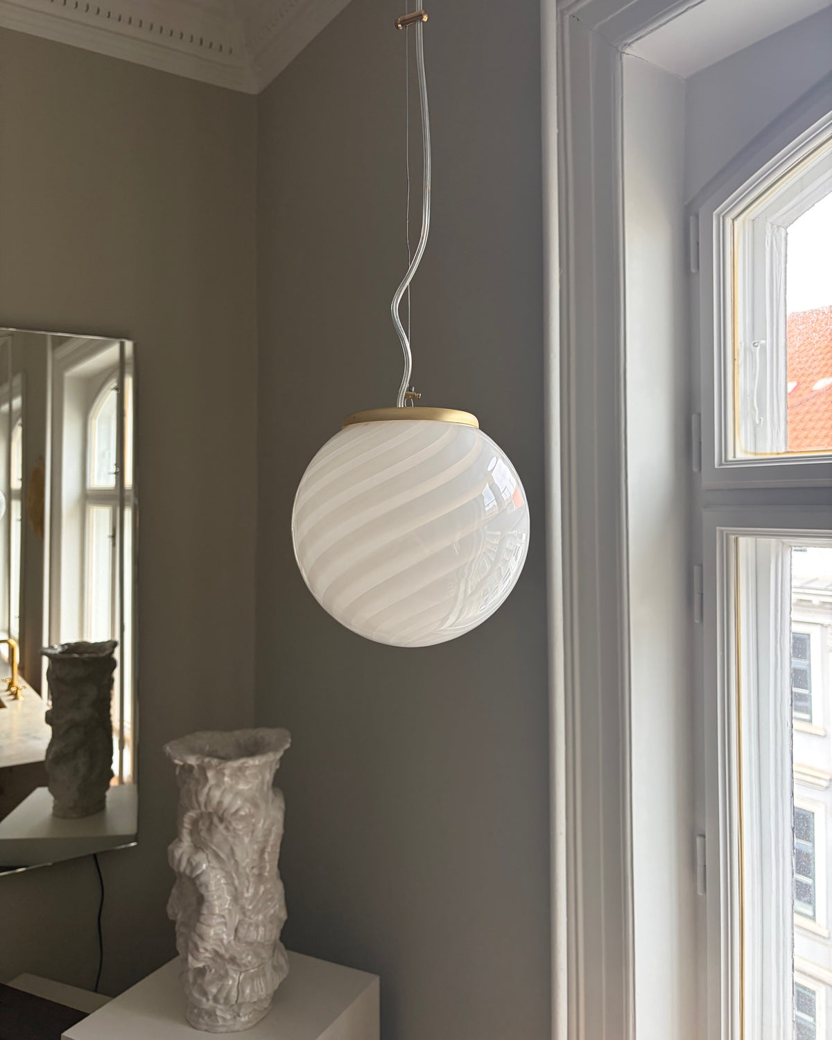 Hvid Murano pendel, 20 cm