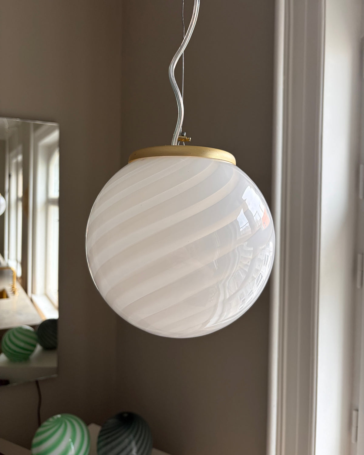 Hvid Murano pendel, 20 cm