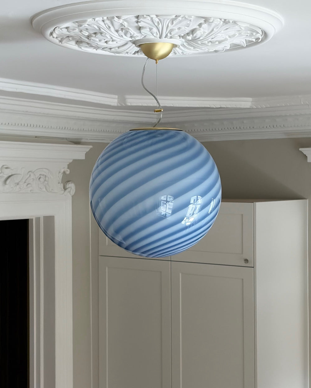 Blå candy Murano pendel, 40 cm