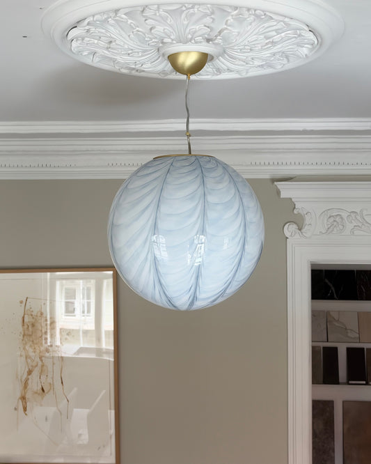 Light blue Murano peacock pendant light, 40 cm