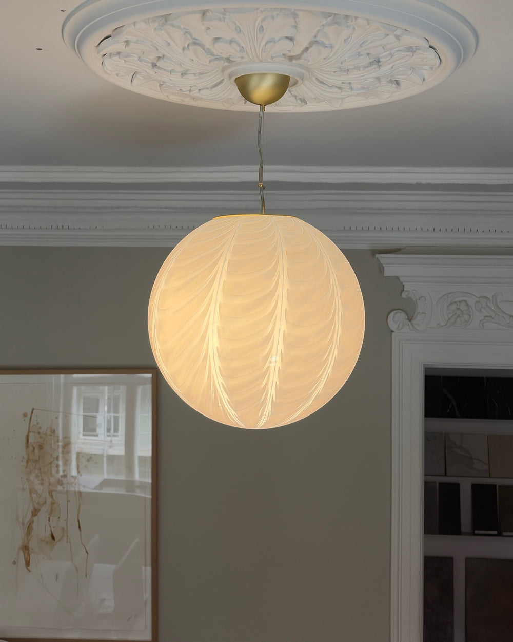 Lyseblå Murano peacock pendel, 40 cm - 2. sortering