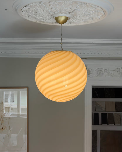 Murano loftlampe i grå og brun swirl, 40 cm