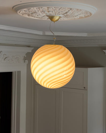 Murano loftlampe i grå og brun swirl, 40 cm