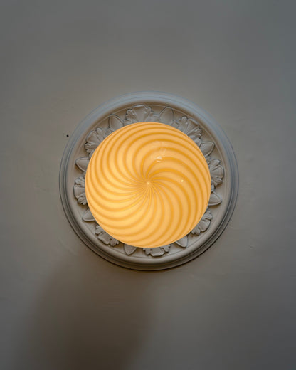 Murano loftlampe i grå og brun swirl, 40 cm