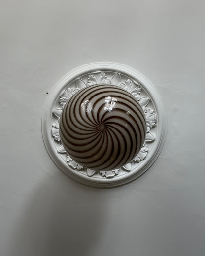 Murano loftlampe i grå og brun swirl, 40 cm
