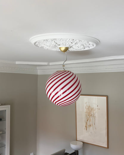 Cherry swirl candy Murano pendel, 40 cm