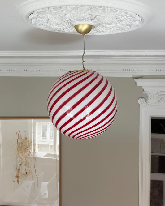 Cherry swirl candy Murano pendel, 40 cm