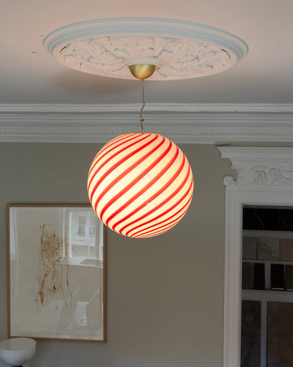 Cherry swirl candy Murano pendel, 40 cm