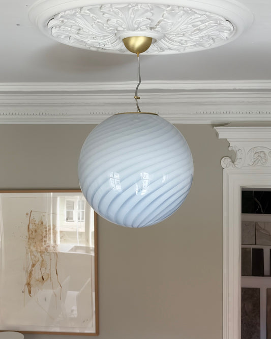 Murano ceiling lamp in light blue swirl, 40 cm