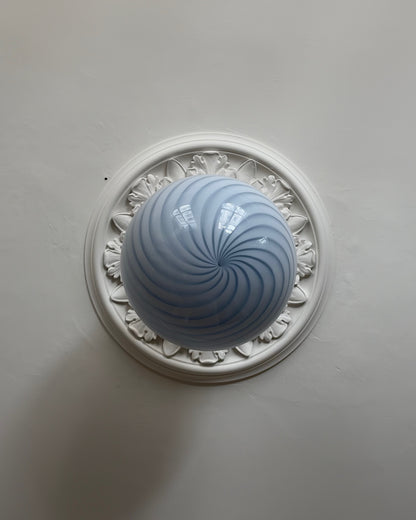 Murano loftlampe i lyseblå swirl, 40 cm