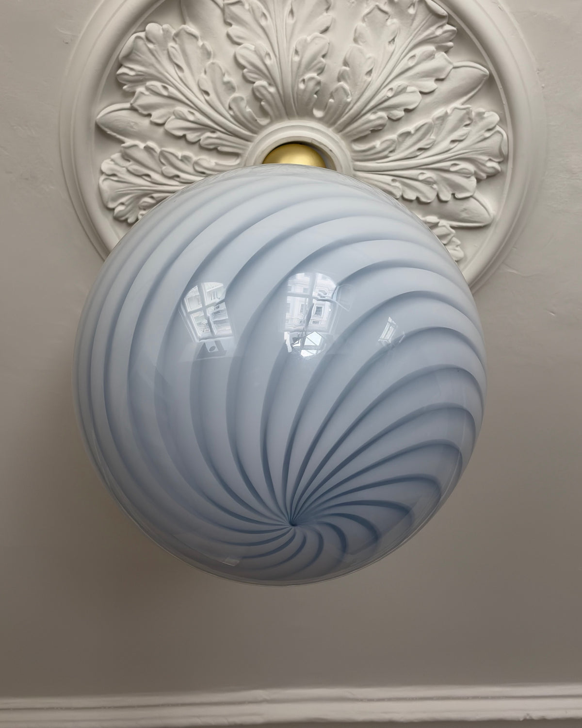 Murano loftlampe i lyseblå swirl, 40 cm