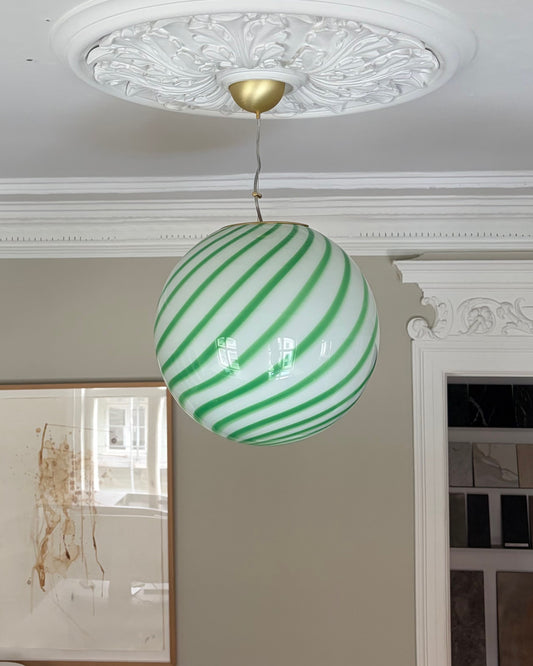 Grøn swirl Murano candy loftlampe, 40 cm