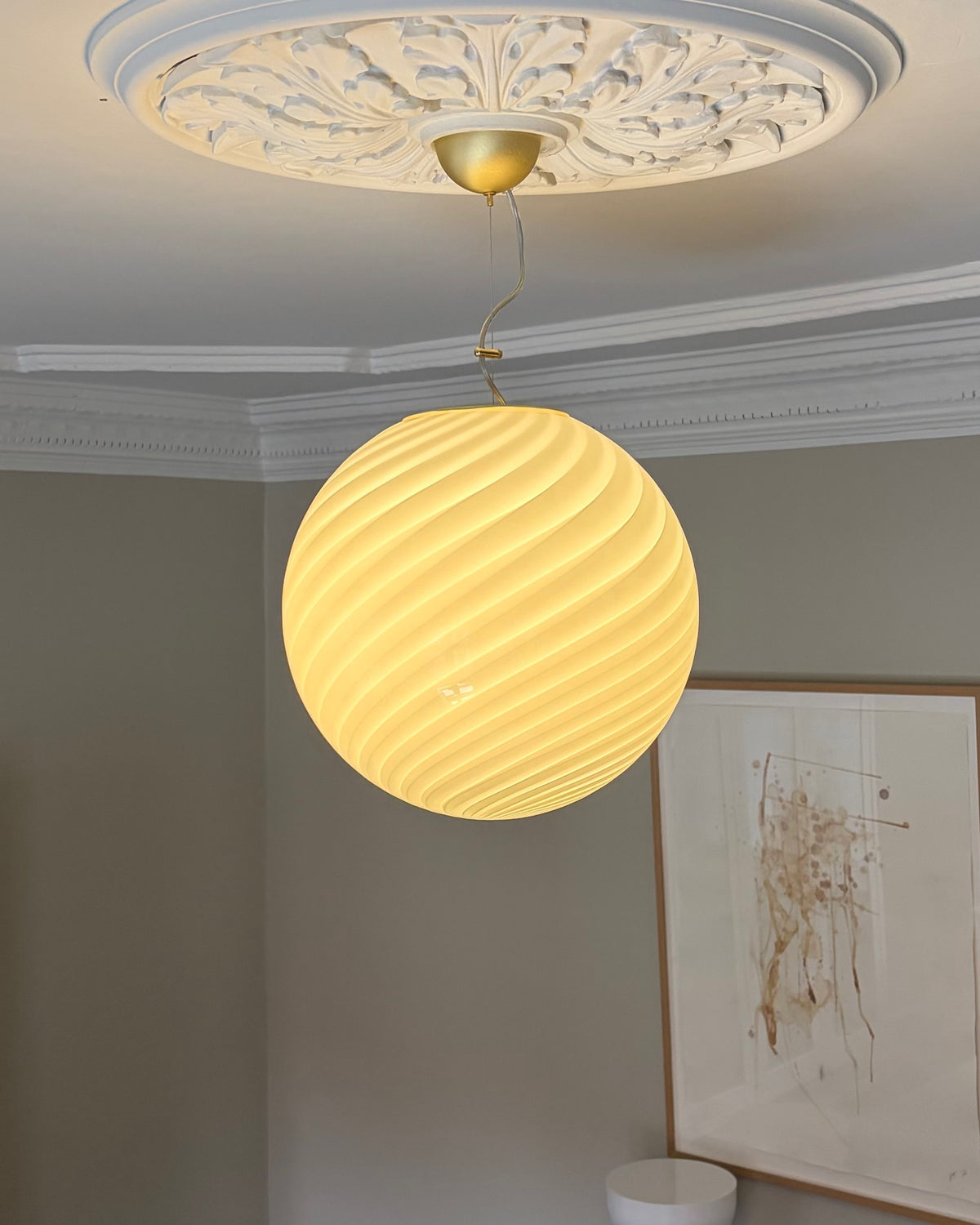 Lysegrøn Murano candy pendel, 40 cm