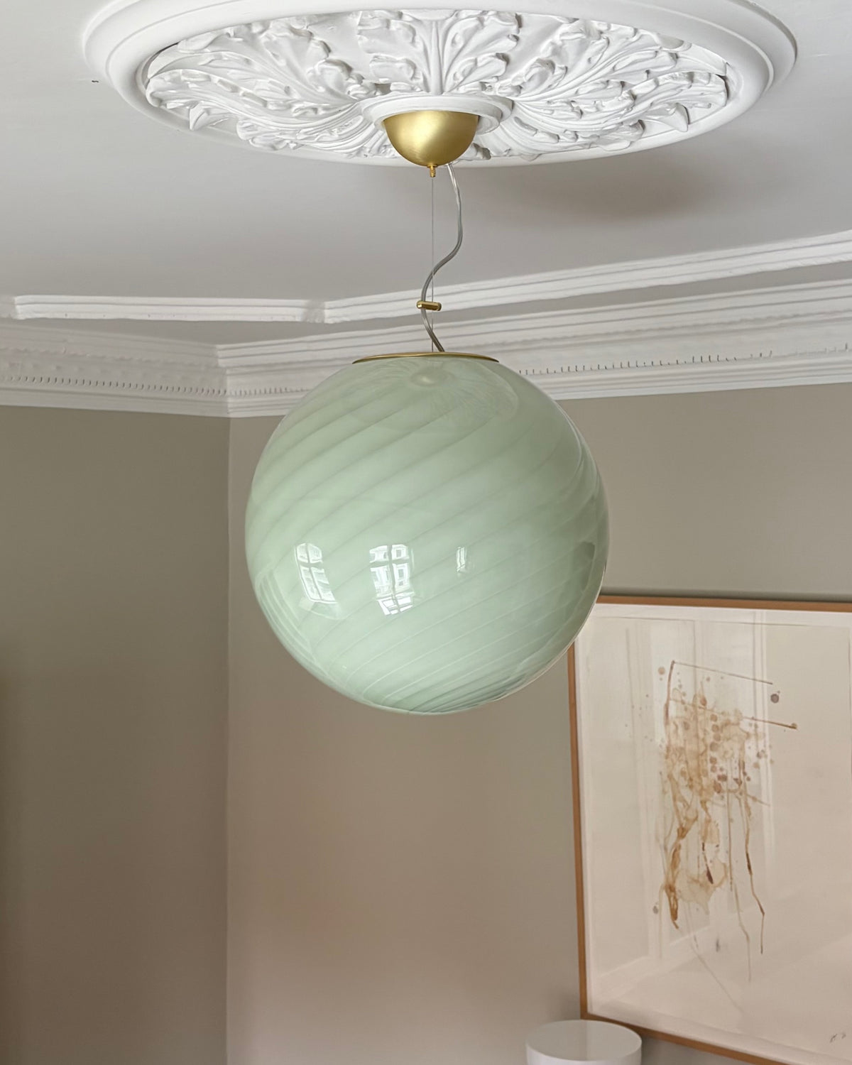 Lysegrøn Murano candy pendel, 40 cm