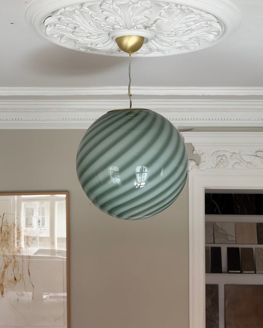Dark green Murano swirl pendant light, 40 cm