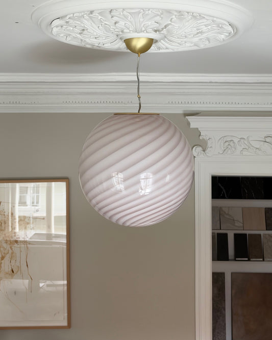 Dusty rose Murano candy pendel, 40 cm