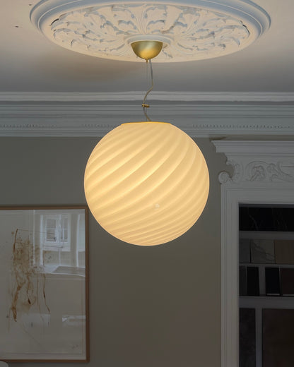 Klassisk hvid rund Murano pendel, 40 cm
