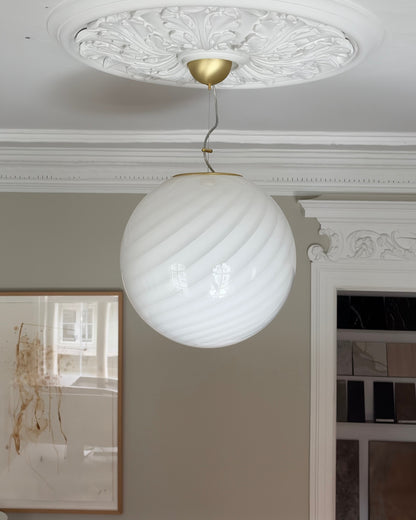 Klassisk hvid rund Murano pendel, 40 cm