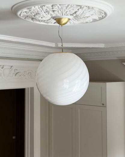 Klassisk hvid rund Murano pendel, 40 cm