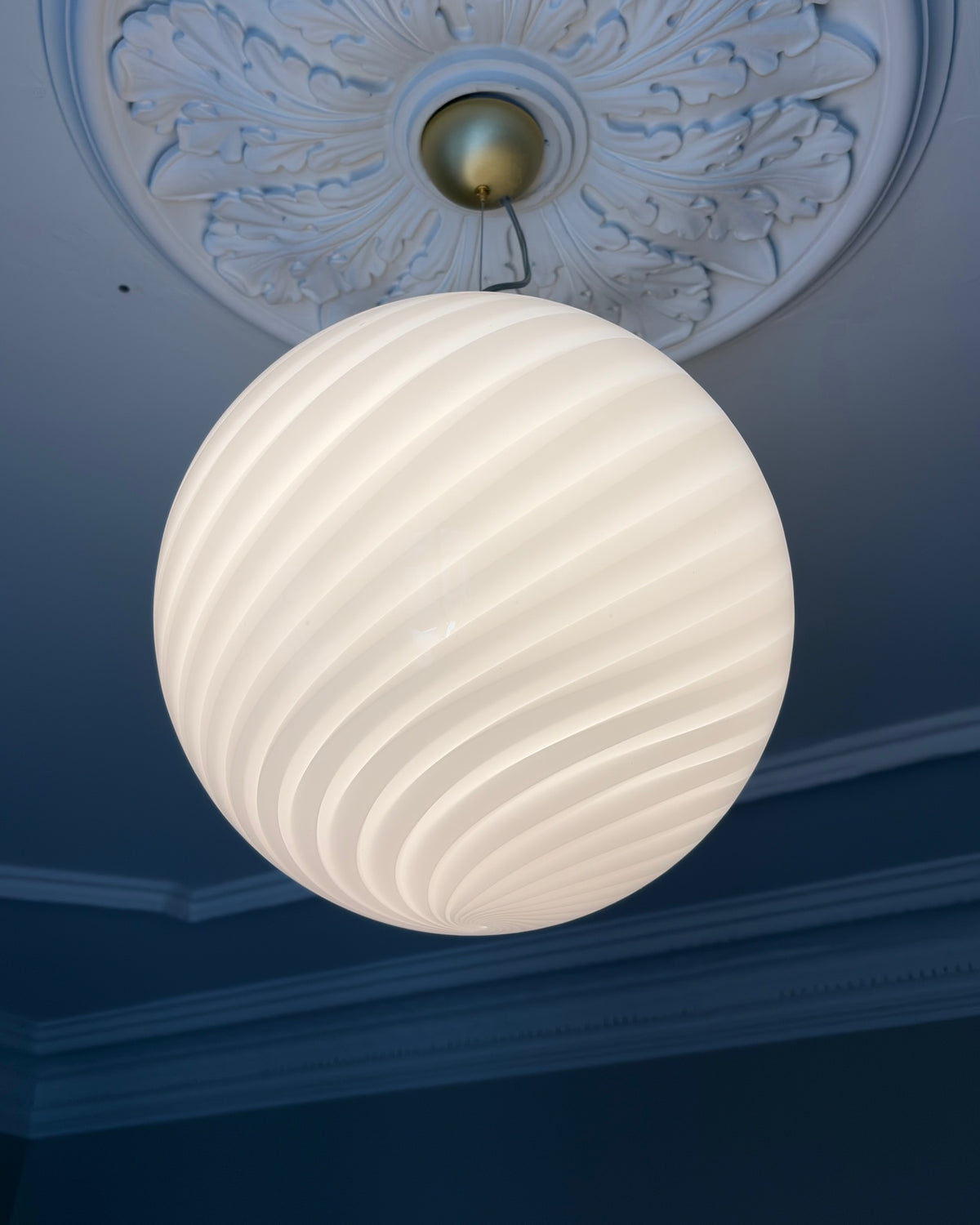 Klassisk hvid rund Murano pendel, 40 cm