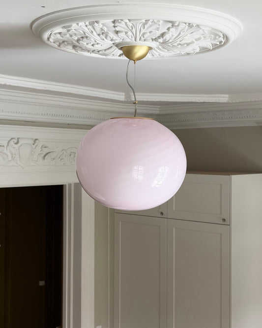 Oval lyserød candy Murano pendel, 40 cm