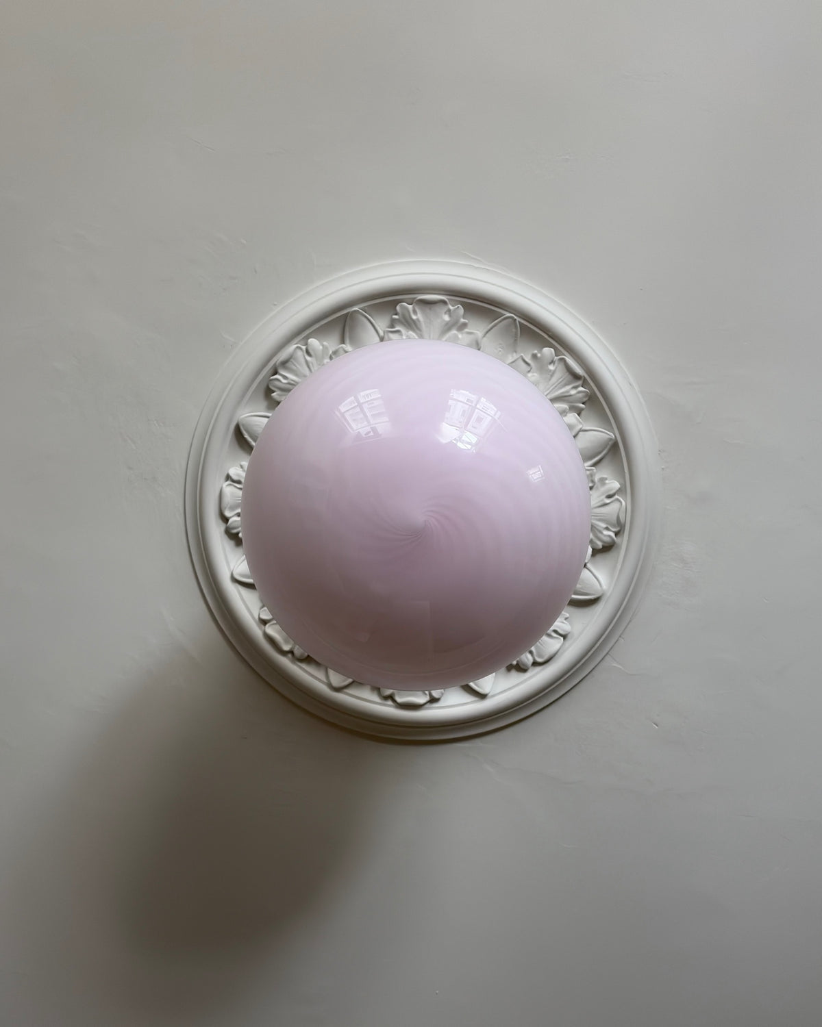 Oval lyserød candy Murano pendel, 40 cm