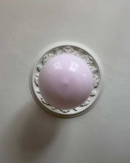 Oval lyserød candy Murano pendel, 40 cm