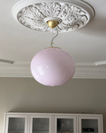 Oval lyserød candy Murano pendel, 40 cm